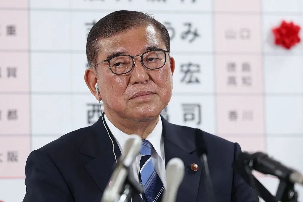 当地时间7月20日，日本首相石破茂在日本自民党总部会见媒体，回应参议院选举结果。 视觉中国